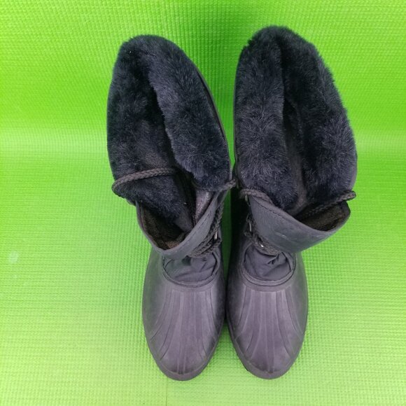 ✅NORTHWEST TERRITORY INSULATED WINTER SNOW BOOTS BLACK SIZE 8 FAUX FUR REMOVABLE - Picture 7 of 11